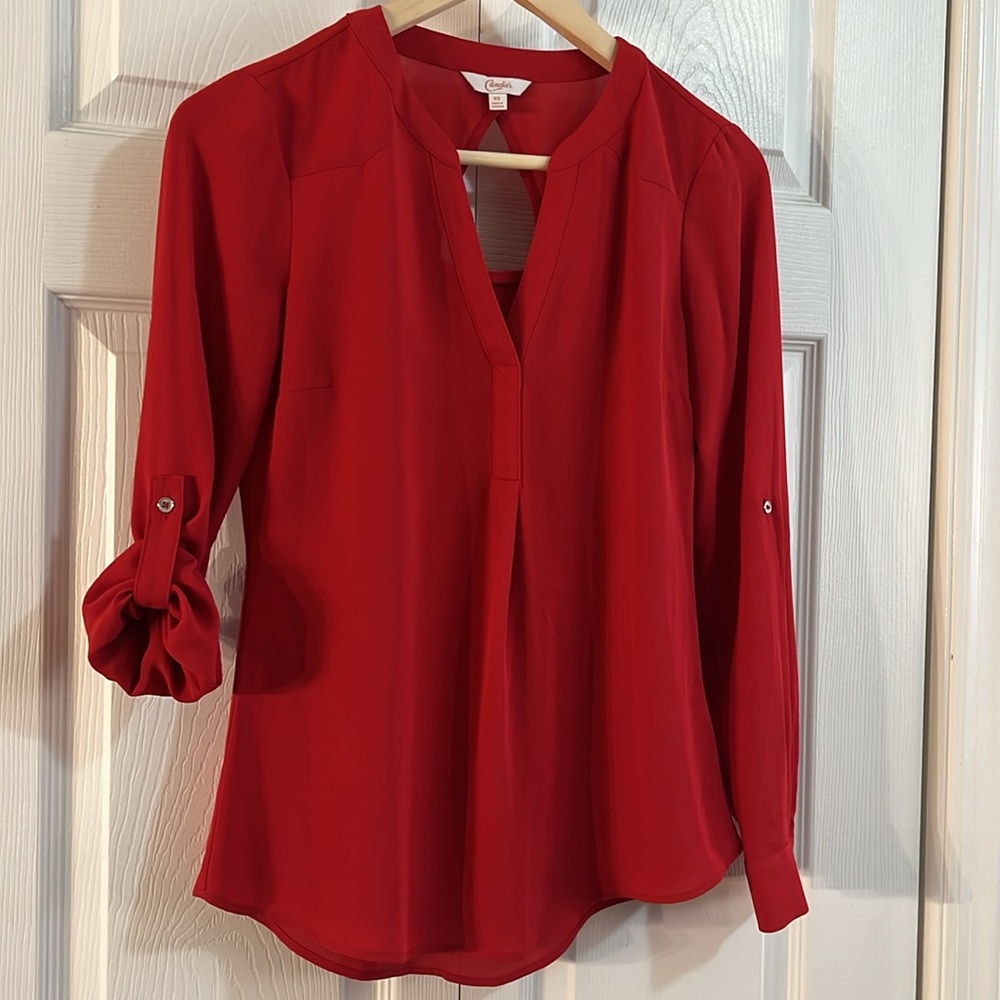 Red Blouse with Cut Out Back